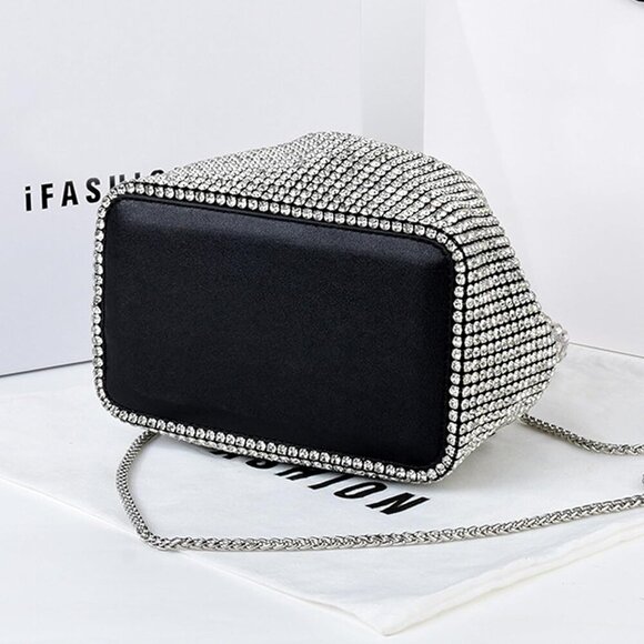 Women Purse Rhinestone Purse Bling Rhinestone Bag Shiny Silver Stylish Trendy - Picture 6 of 6